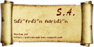 Sáfrán Adrián névjegykártya